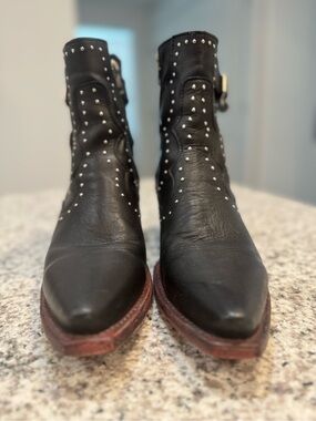 NEW Freebird Morgan Black Studded Leather Ankle Booties